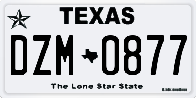 TX license plate DZM0877