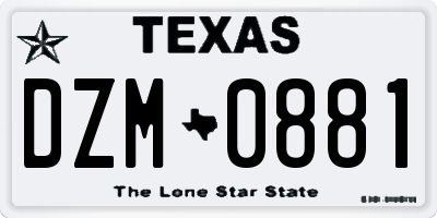 TX license plate DZM0881