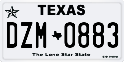 TX license plate DZM0883