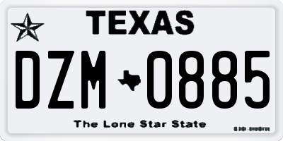 TX license plate DZM0885