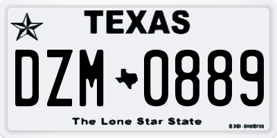 TX license plate DZM0889