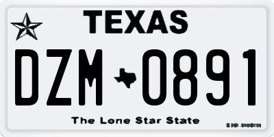TX license plate DZM0891