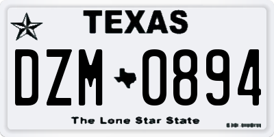 TX license plate DZM0894