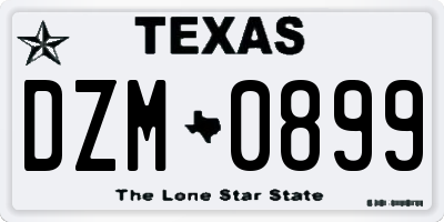 TX license plate DZM0899
