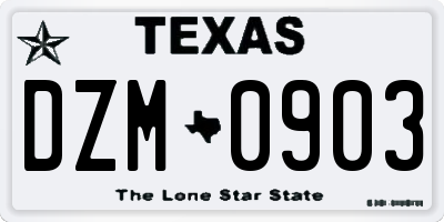 TX license plate DZM0903
