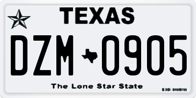 TX license plate DZM0905