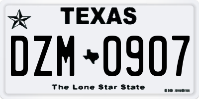 TX license plate DZM0907