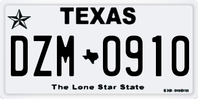 TX license plate DZM0910
