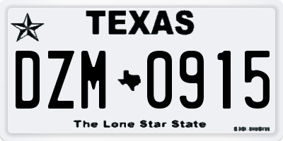 TX license plate DZM0915