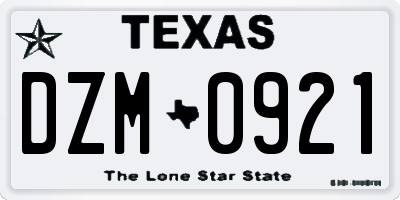 TX license plate DZM0921