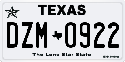 TX license plate DZM0922