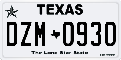 TX license plate DZM0930