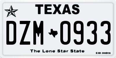 TX license plate DZM0933