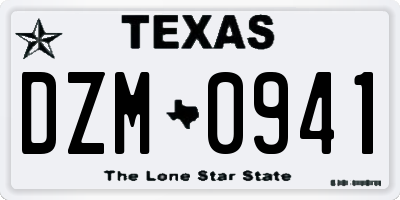 TX license plate DZM0941