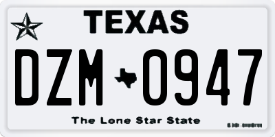 TX license plate DZM0947