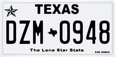 TX license plate DZM0948