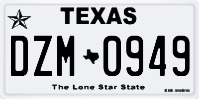 TX license plate DZM0949