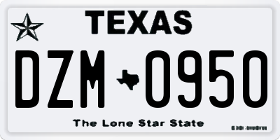 TX license plate DZM0950