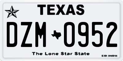 TX license plate DZM0952