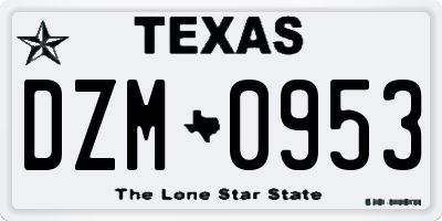 TX license plate DZM0953