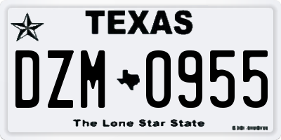 TX license plate DZM0955