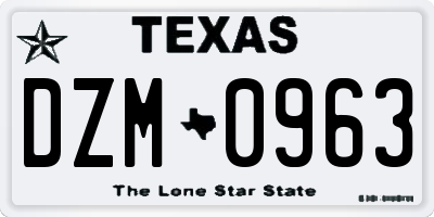 TX license plate DZM0963