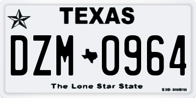 TX license plate DZM0964