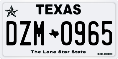TX license plate DZM0965