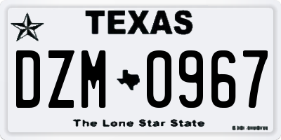 TX license plate DZM0967