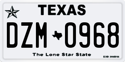 TX license plate DZM0968