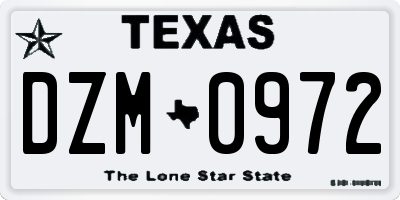TX license plate DZM0972