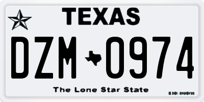 TX license plate DZM0974