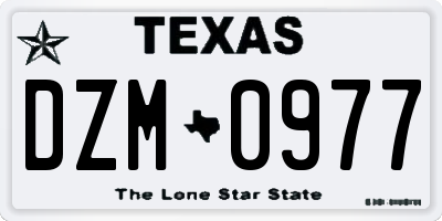 TX license plate DZM0977