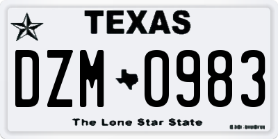 TX license plate DZM0983