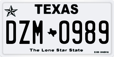 TX license plate DZM0989