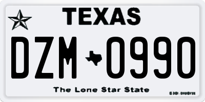 TX license plate DZM0990