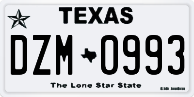 TX license plate DZM0993