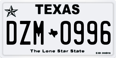 TX license plate DZM0996