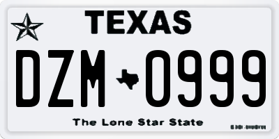 TX license plate DZM0999