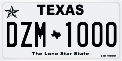 TX license plate DZM1000