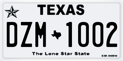 TX license plate DZM1002