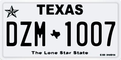 TX license plate DZM1007