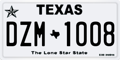 TX license plate DZM1008