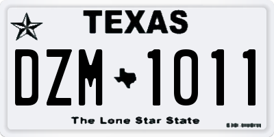 TX license plate DZM1011