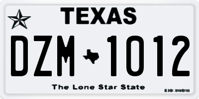 TX license plate DZM1012