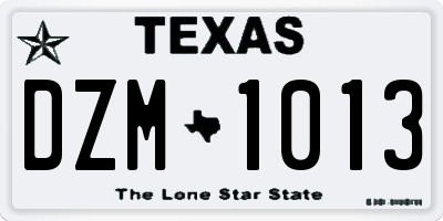 TX license plate DZM1013