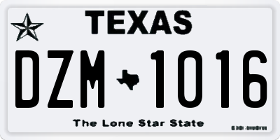 TX license plate DZM1016