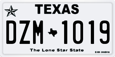 TX license plate DZM1019