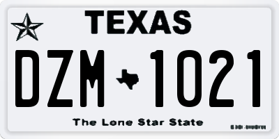 TX license plate DZM1021
