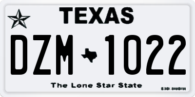 TX license plate DZM1022